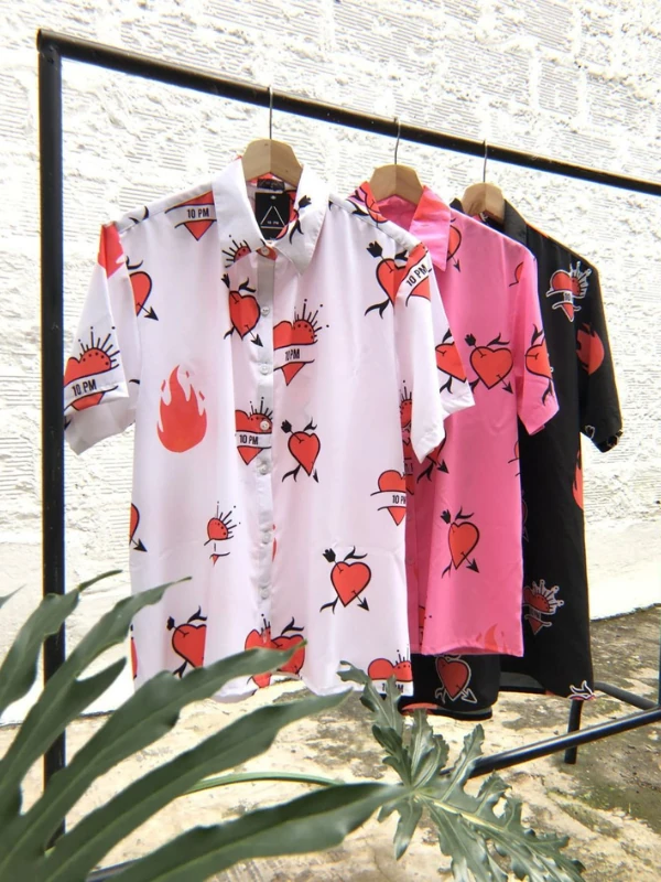 Alternative view of Camisa Corazones Blanca