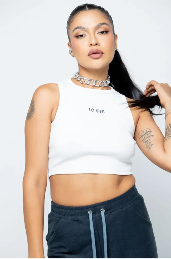 Basic rib cropped - vainilla