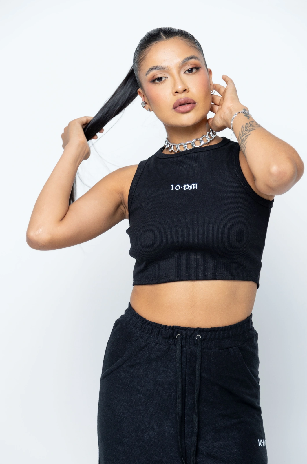 Basic rib cropped - black