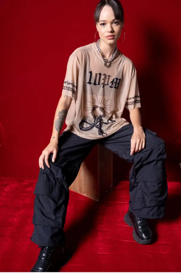 Alternative view of Oversized snake mesh - nude