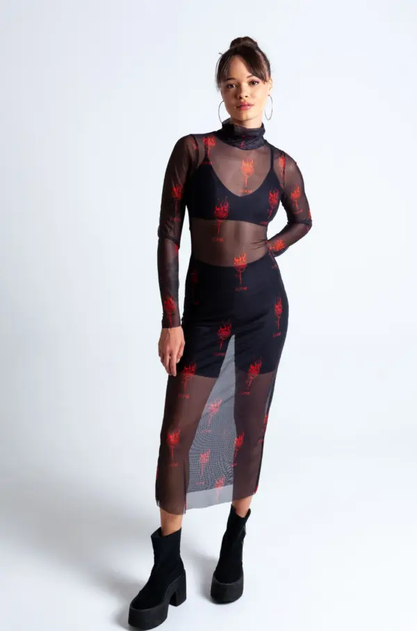 Alternative view of Roses mesh dress
