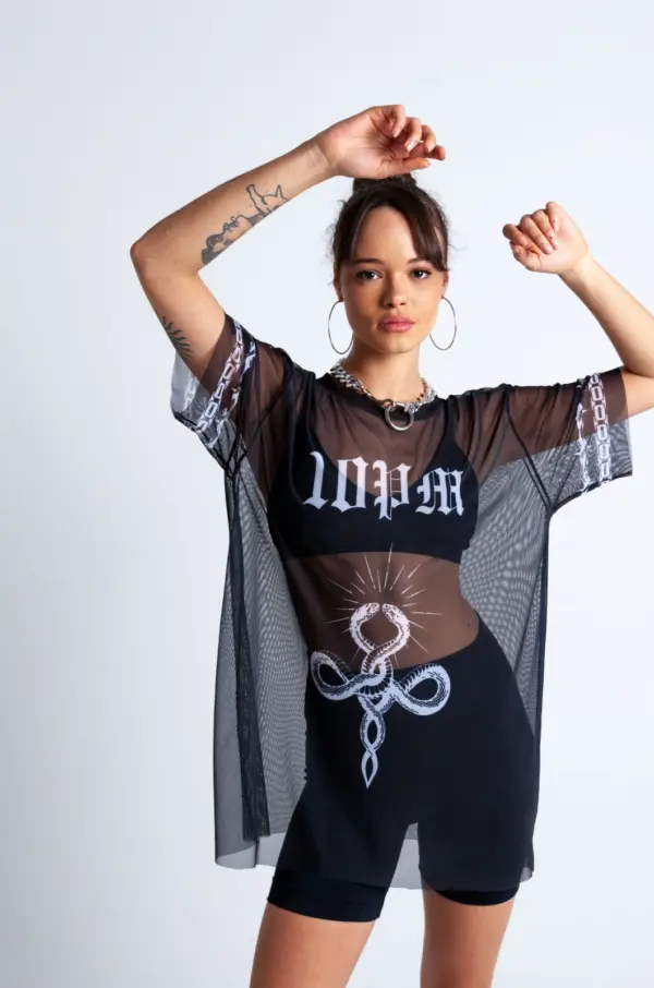 Alternative view of Oversized snake mesh - Black