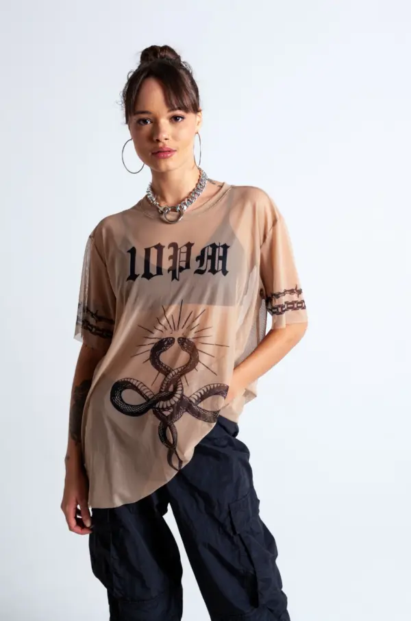 Oversized snake mesh - nude