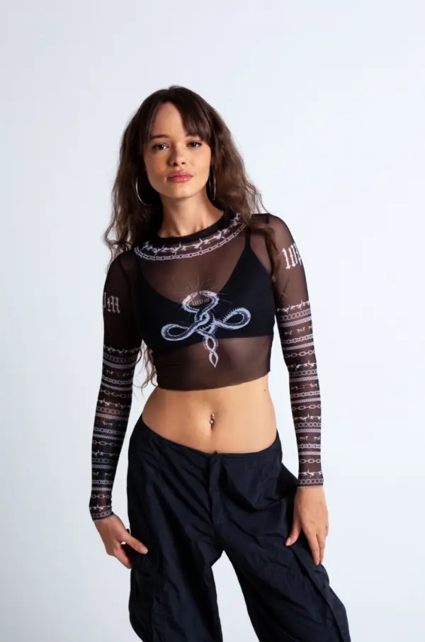 Chains mesh cropped - black