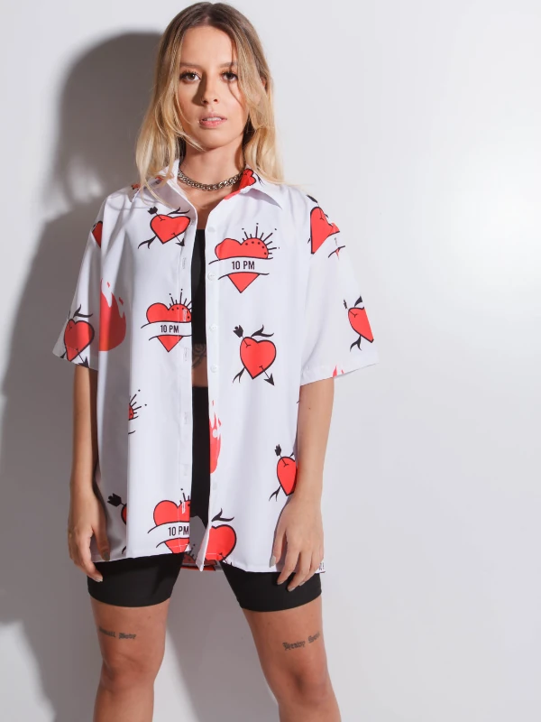 Camisa Corazones Blanca