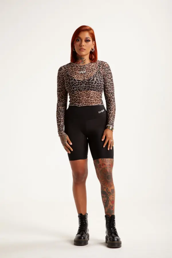 Leopard mesh cropped