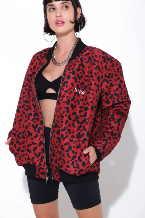 Alternative view of Bomber leopard jacket