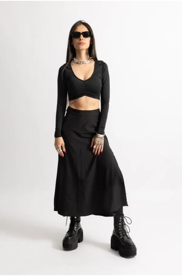 Black midi skirt