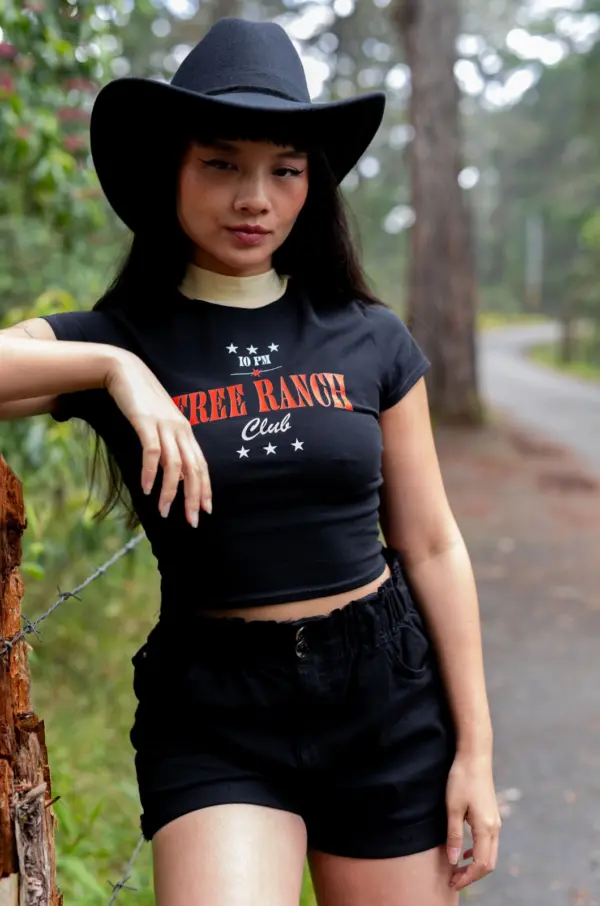Alternative view of Free ranch basic croptop - Negro