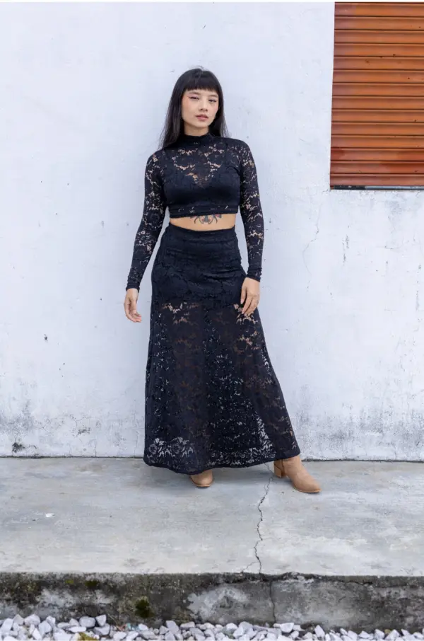 Floral lace set - Black