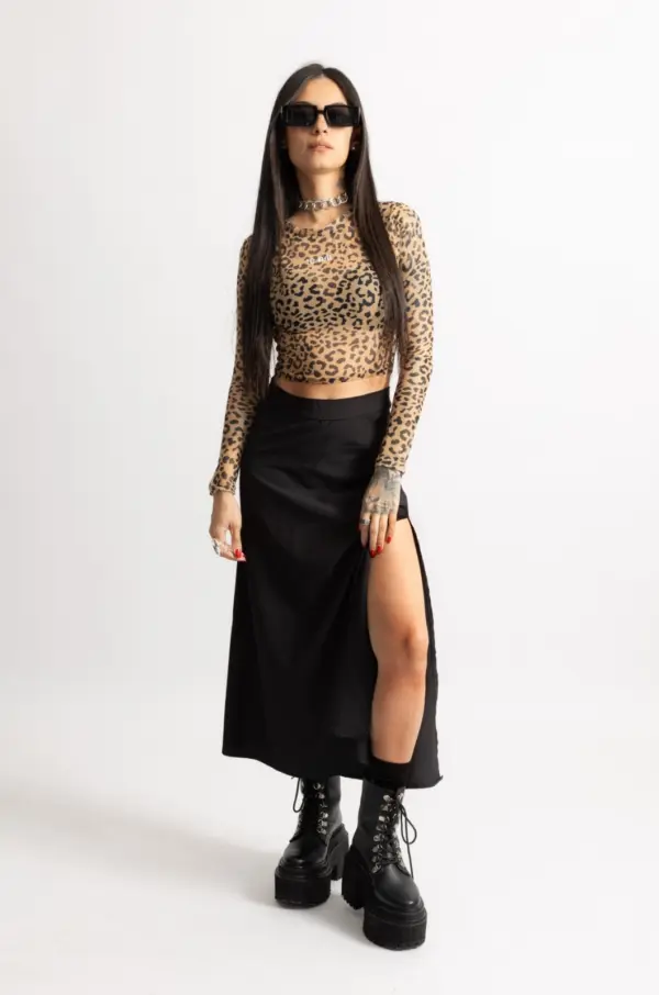 Alternative view of Black midi skirt